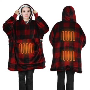 Heating Products red heated hoodie blanket